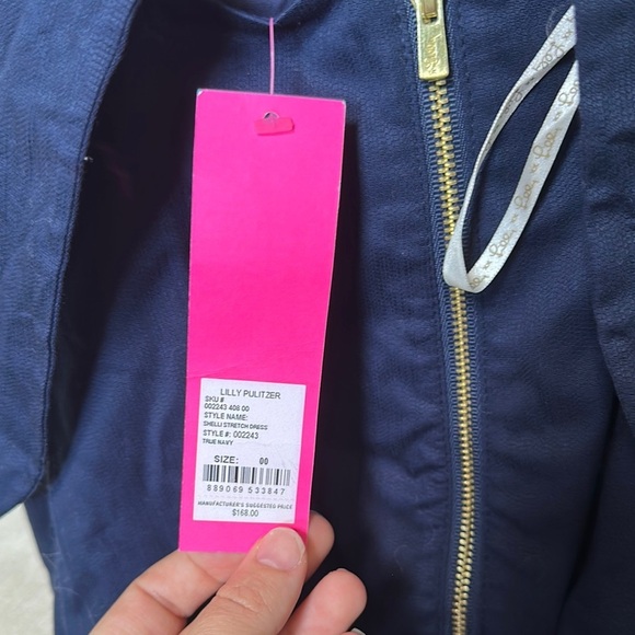 NWT Lilly Pulitzer Blue and White Sheath Mini Dress Spaghetti Straps sz 00 - Picture 5 of 8